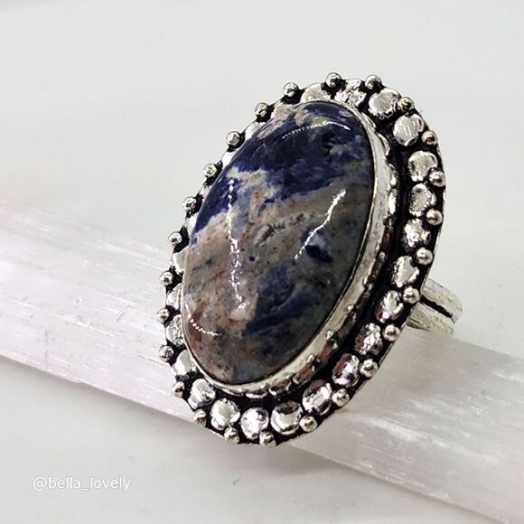 Sodalite Ethnic Handmade Ring Jewelry Size 7 - Picture 5 of 5